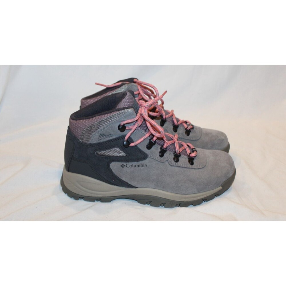 Columbia Waterproof Leather Ankle Hiking Boots Lace-Up Gray Pink US Women's 10